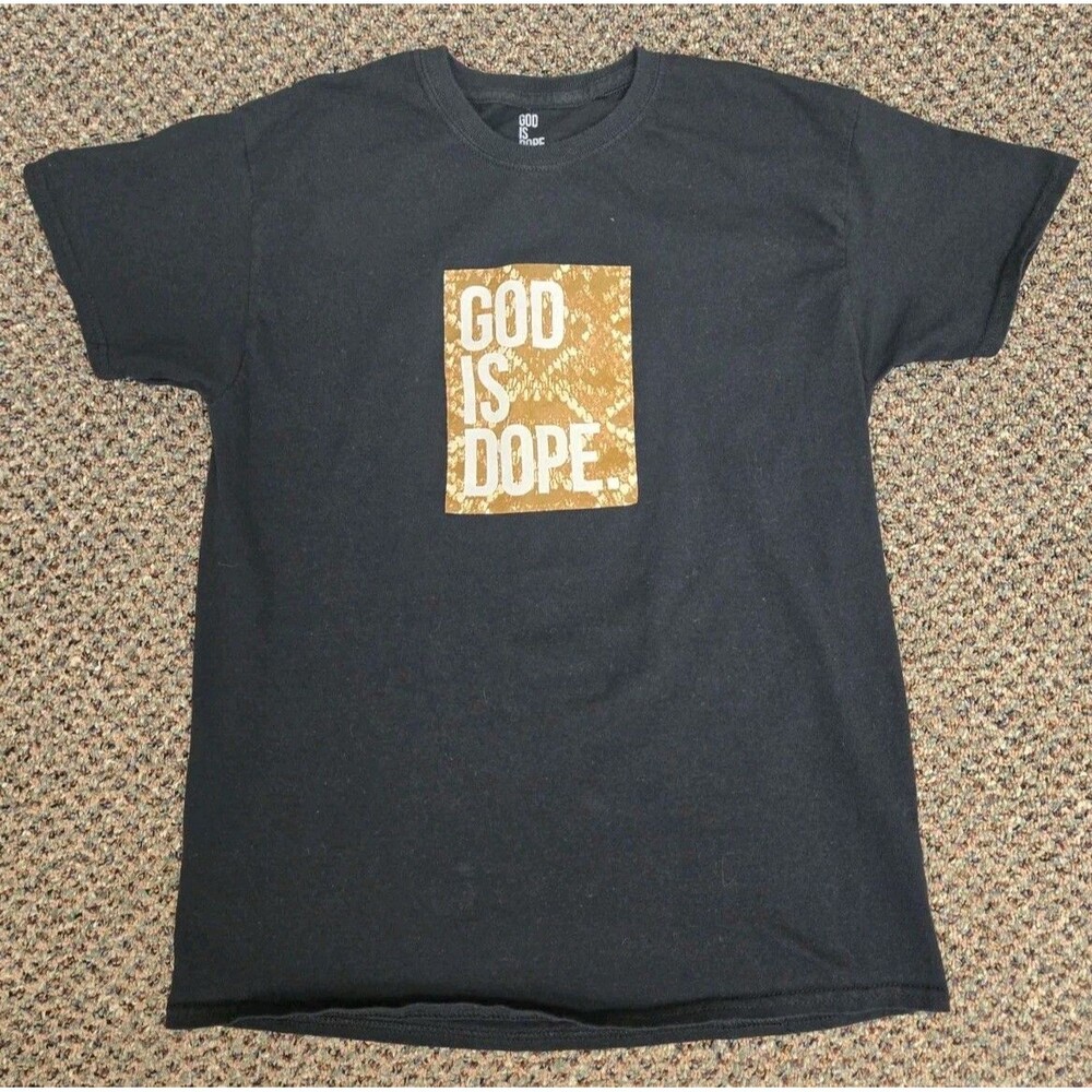 God Is Dope “Keep The Snakes Out” Graphic T-Shirt – Black – Men’s Medium